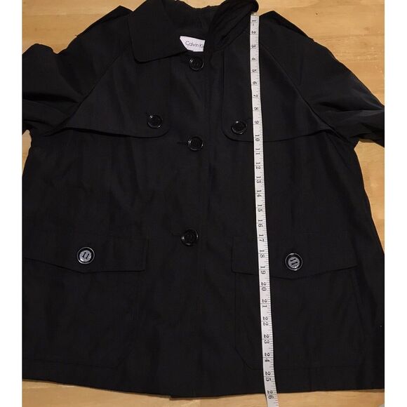 NWT Calvin‎ Klein Women's Size Large Black Button Up Coat Jacket Water Resistant - Picture 5 of 7